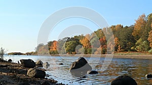 Picturesque river landscape early autumn