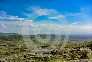 A picturesque road in the mountains of Armenia. The road to the temple of Garni, Armenia 2019