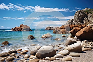 Picturesque rocks on the seashore Nature Seascape with Exotic Boulders