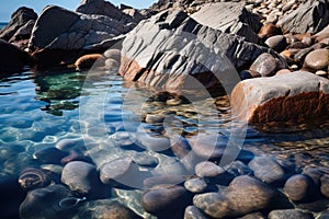 Picturesque rocks on the seashore Nature Seascape with Exotic Boulders