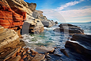 Picturesque rocks on the seashore Nature Seascape with Exotic Boulders