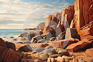 Picturesque rocks on the seashore Nature Seascape with Exotic Boulders