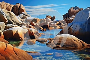 Picturesque rocks on the seashore Nature Seascape with Exotic Boulders