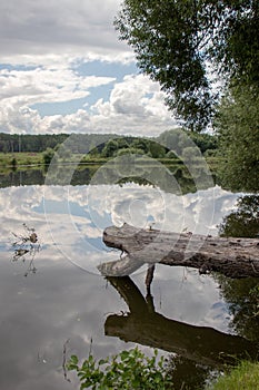 Picturesque Russian nature: Lake in the countryside