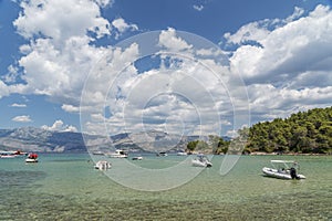 Picturesque sandy beach of Lovrecina on the northern coast of Brac island in Croatia