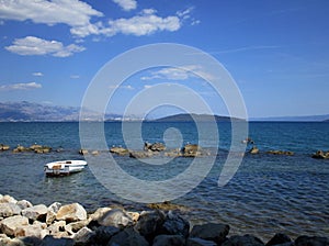 Picturesque scene of boats in a quiet bay of Croatia