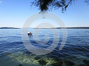 Picturesque scene of boats in a quiet bay of Croatia