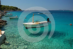 Picturesque scene of boats in a quiet bay of Milna