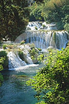 Picturesque scene of waterfalls in Krka National P