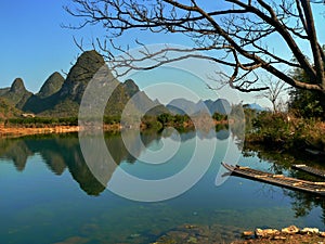 Picturesque scenery around Yangshuo in Guangxi province in China