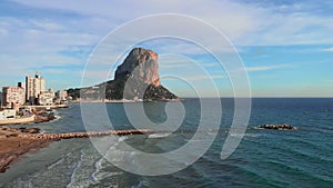 Picturesque scenery of Penyal d\'Ifac Natural Park and Calpe cityscape