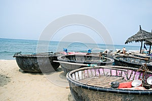 Picturesque sea landscape with tribal boat