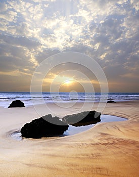 Picturesque seascape during sunset