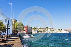 The picturesque seaside Agia Marina village in Leros island, Greece