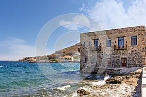 The picturesque seaside Agia Marina village in Leros island, Greece