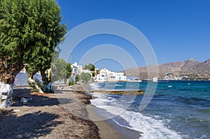 The picturesque seaside Agia Marina village in Leros island, Greece photo