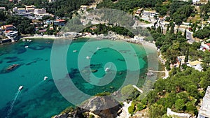 Picturesque seaside of Paleokastritsa, Corfu, Greece. Beautiful bay in Paleokastritsa in Corfu island, Greece. Panoramic view of