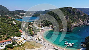 Picturesque seaside of Paleokastritsa, Corfu, Greece. Beautiful bay in Paleokastritsa in Corfu island, Greece. Panoramic view of