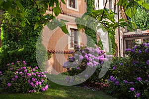 Picturesque Shadow Corner of spring Kolowrat Garden in Prague