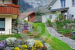 Picturesque single family homes and traditional architecture in the Obertoggenburg region, Unterwasser - Canton of St. Gallen