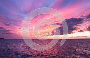 Picturesque sky at sunrise over the ocean