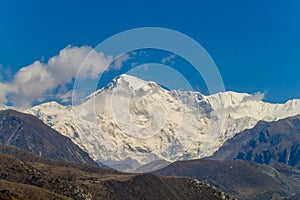 Snow mountain view at Everest base camp trekking EBC in Nepal