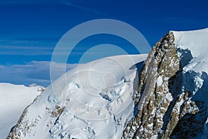 Picturesque snow mountain viewpoint to in Chamonix Mont Blanc French Alps