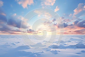 Picturesque Snowfield blue sky field. Generate Ai photo