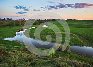 Picturesque spring morning. morning river