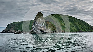 A picturesque Starichkov Island in the Pacific Ocean