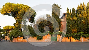 Picturesque street on the Aventine Hill in Rome