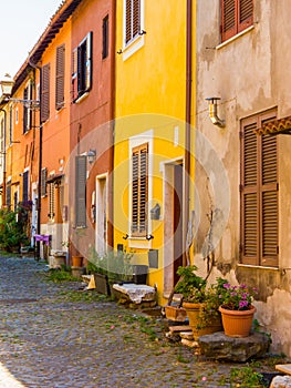 Picturesque street in Ostia Antica, Rome, Italy