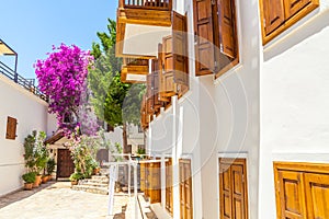 Picturesque summer streets of Kalkan old town, Antalya, Turkey