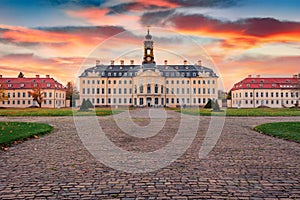 Picturesque sunrise on Hubertusburg castle Exhibition Karl Hans Janke.