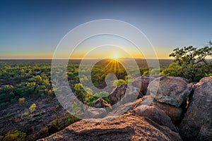 Picturesque sunrise at Undara National Park in Queensland, Australia photo