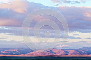 Picturesque sunset over mountain valley in Altai