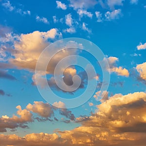 Picturesque sunset sky with clouds