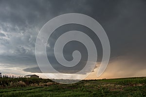 A picturesque supercell thunderstorm spins over the high plains of eastern Colorado