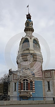 Picturesque tower `La tour LU` in the cultural center `Le lieu unique`, Nantes, France