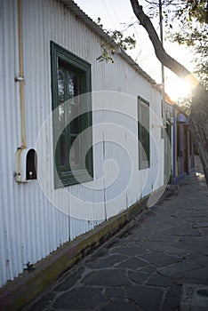 Picturesque typical construction in the town of Puerto Piramides, Peninsula Valdes, Chubut Province,