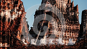 Picturesque view of the ancient Buddhist temple in Ayutthaya, Thailand.