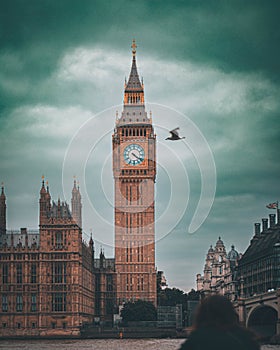 Picturesque view of Big Ben at the north end of the Palace of Westminster in London