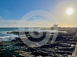 Picturesque View of ChÃ¢teau Turpault at Golden Hour, Quiberon Peninsula, Emphasizing the Rugged Coastal Landscape