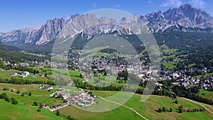 Picturesque view of Cortina dAmpezzo in the Dolomites, Italy.