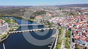 Picturesque view from drone of Portuguese town of Mirandela
