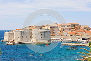 Picturesque view of Dubrovnik old town on Mediterranean Sea in Croatia, Europe
