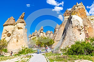 Unique Fairy Chimneys rock formation Cappadocia Turkey