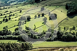 Picturesque View on the Hills near Edale, Peak District National Park, Derbyshire, England, UK