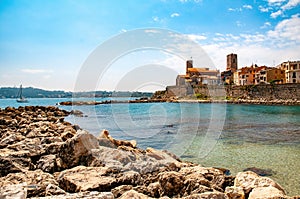 Picturesque view of historic center of Antibes, French Riviera, Provence, France photo