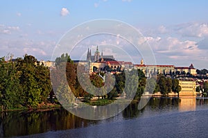 Picturesque view of the historical part of the city Prague in morning